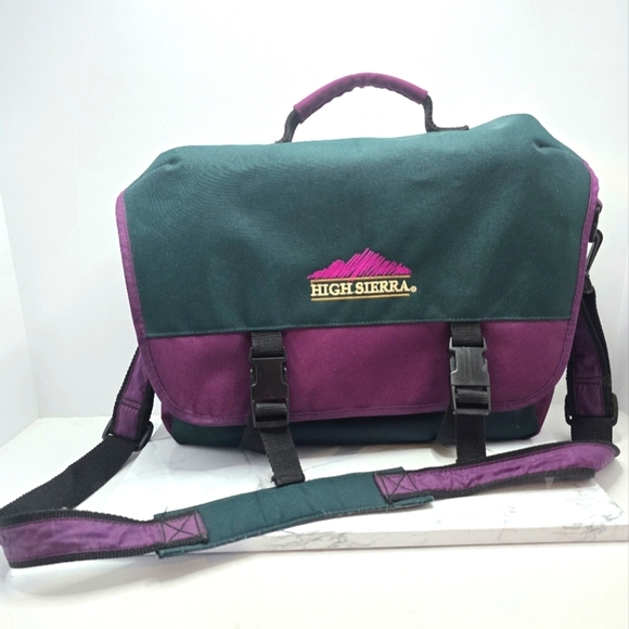 vintage High Sierra90s green purple colorblock crossbody messenger bag